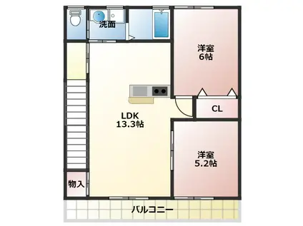 フェスタ(2LDK/2階)の間取り写真
