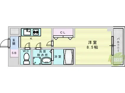 リバースクエア103(1K/5階)の間取り写真