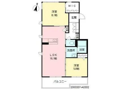 ラヴィラ山荘(2LDK/3階)の間取り写真