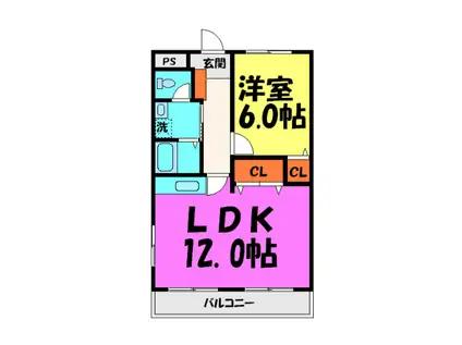 クレール山下(1LDK/4階)の間取り写真