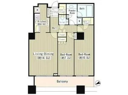 白金タワー(2LDK/37階)の間取り写真