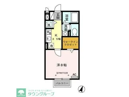 ウィスタリアD棟(1K/1階)の間取り写真