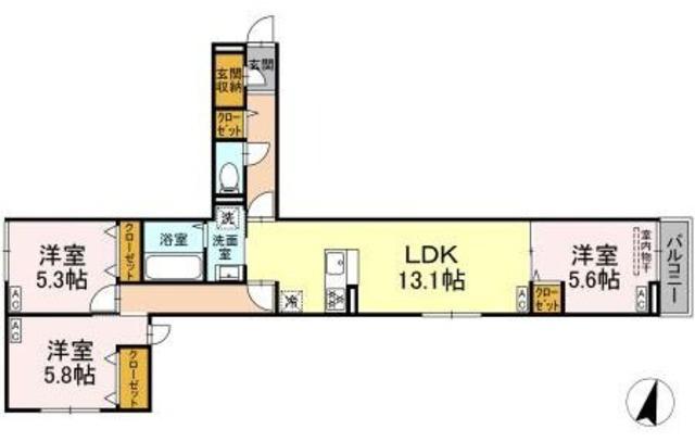 セレスティア江戸川II(3LDK/2階)の間取り写真