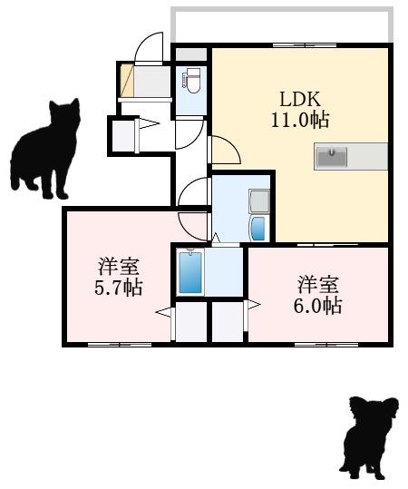 サニーメゾン(2LDK/1階)の間取り写真
