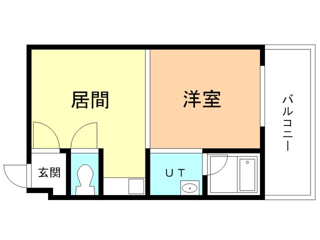 ハイツグリンサイド絵鞆(1DK/1階)の間取り写真