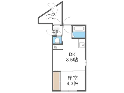 ポデュームコトニ(1LDK/4階)の間取り写真
