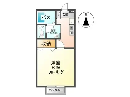 セジュール(1K/1階)の間取り写真