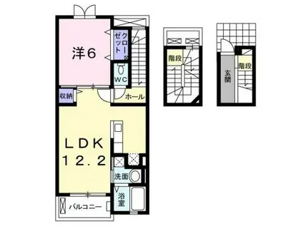 アビターレ(1LDK/3階)の間取り写真