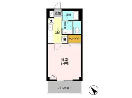 ヴィンテージ(1K/2階)の間取り写真