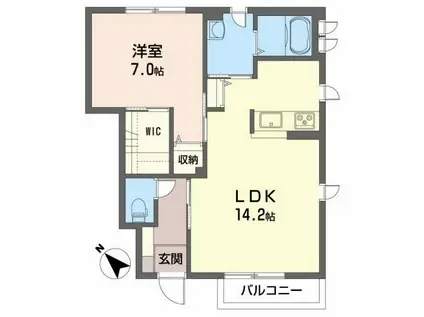 リリー・シャーメゾンC(1LDK/1階)の間取り写真