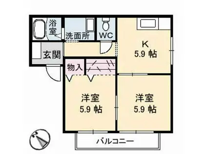 フォーレス 弐番館(2K/2階)の間取り写真