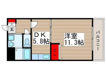 SKマンション5(1DK/2階)の間取り写真