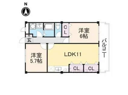 アメニティ前栽1号館(2LDK/2階)の間取り写真