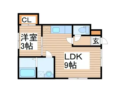 リベルタ上杉(1LDK/1階)の間取り写真