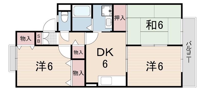 ファミール池ノ上(3DK/2階)の間取り写真