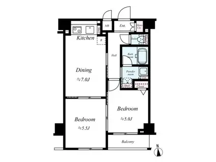 フェニックス板橋(2DK/5階)の間取り写真