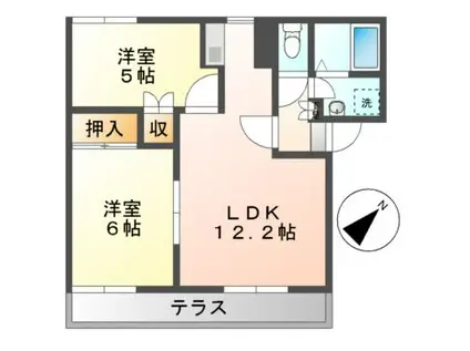 ボヌール(2LDK/2階)の間取り写真