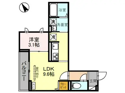 D-SERENO志木幸町(1LDK/2階)の間取り写真