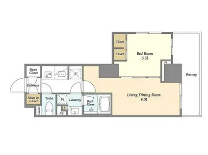 ドゥーエ横濱鶴見(1LDK/7階)の間取り写真