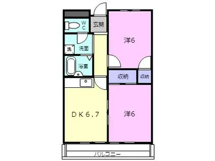 ハイツ エイブリッジII(2DK/2階)の間取り写真