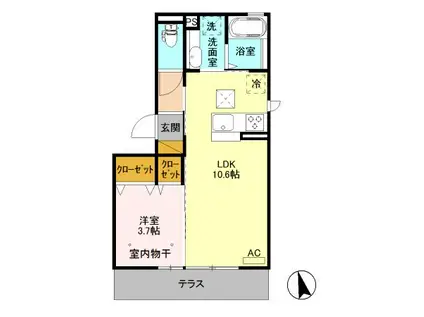 エクセルシオールII(1LDK/1階)の間取り写真