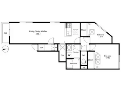 NS MEJIRO(2LDK/1階)の間取り写真