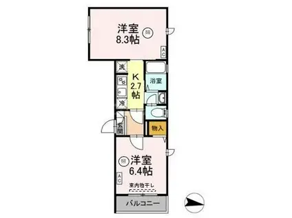 桜丘四丁目TK(2LDK/2階)の間取り写真