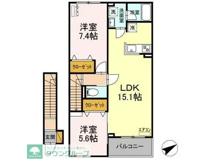 VERGER(2LDK/2階)の間取り写真