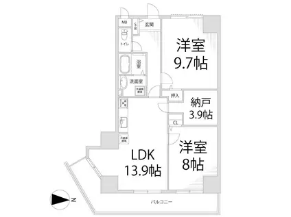 キャッスルコート東辻井(2SLDK/3階)の間取り写真