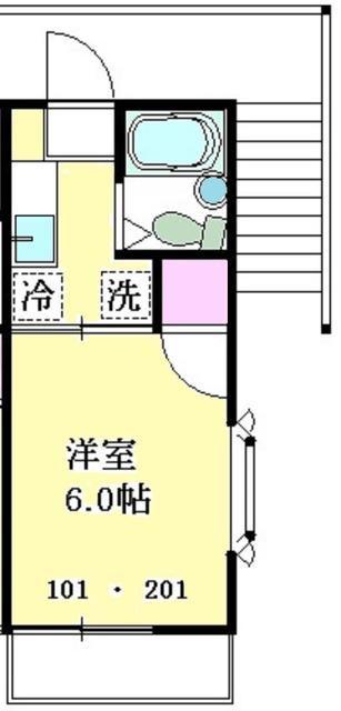 ファミーユ舘(1K/1階)の間取り写真