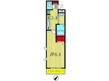 JAM HOME(1K/2階)の間取り写真