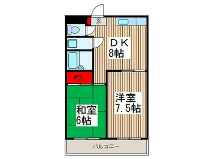 中町グレースハイム(2DK/2階)の間取り写真