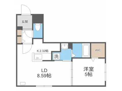 フォレスト栄通(1LDK/2階)の間取り写真