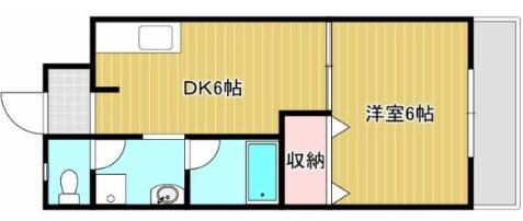 コーポふくい(1DK/6階)の間取り写真