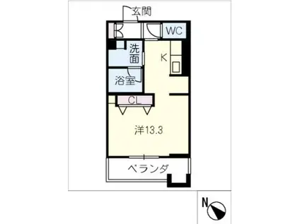 ドエルエルガー(ワンルーム/4階)の間取り写真