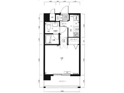 ピュアドームグレース博多(1K/11階)の間取り写真