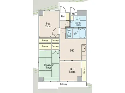 蓮沼パークハイツ(3DK/8階)の間取り写真