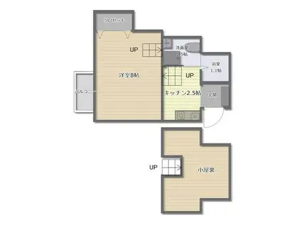 ハピネスコート吉野(1SK/1階)の間取り写真