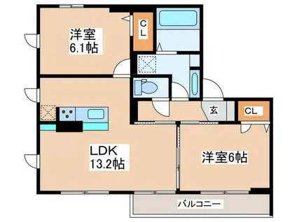 RESIDENCE RICO(2LDK/1階)の間取り写真