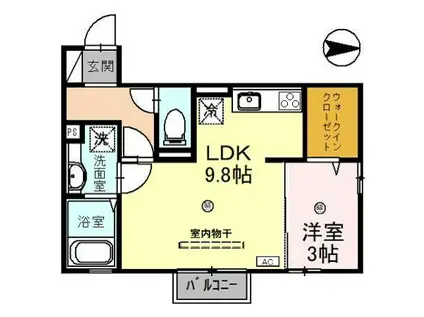 クレシア山総II(1LDK/2階)の間取り写真