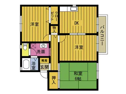 エバーグレースムロヤD(3DK/2階)の間取り写真