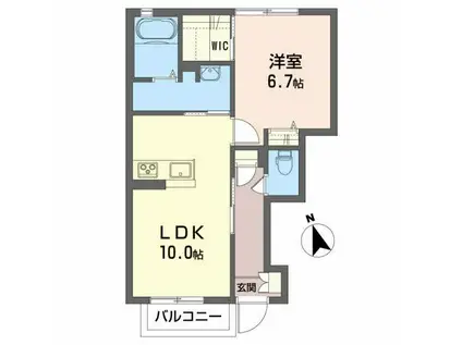 ルパルクC(1LDK/1階)の間取り写真