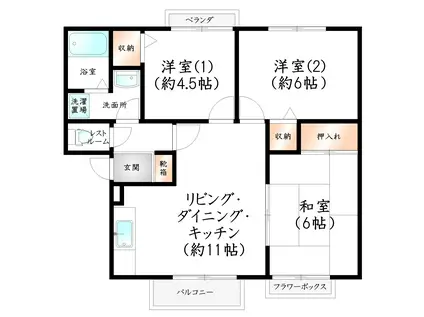 メロディ柏原(3LDK/2階)の間取り写真