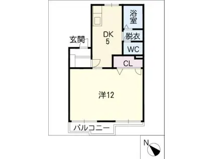 タウニー竜美東(1DK/2階)の間取り写真