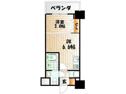 NO.71オリエントトラストタワー(1DK/27階)の間取り写真