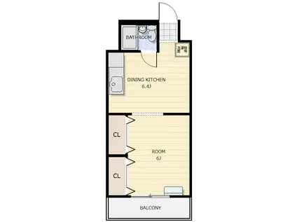 AMABILE(1DK/2階)の間取り写真