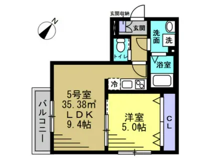 RIZE春日部(1LDK/1階)の間取り写真
