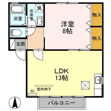 アビイロードⅡ(1LDK/1階)の間取り写真