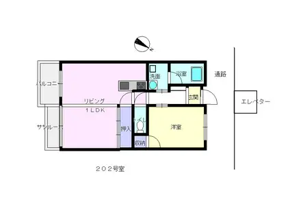 クオリティシャトウ(1LDK/2階)の間取り写真