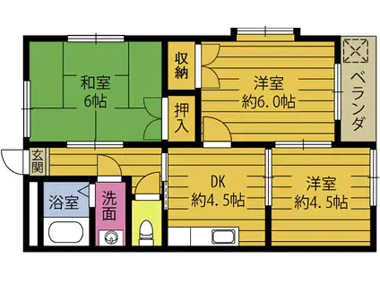 ディアコート安岐(3K/2階)の間取り写真